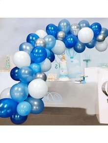 68pcs/Set Blue, White & Silver Balloon Arch & Garland Kit, Suitable For Birthday, Wedding, Christening, Graduation, Anniversary Party Decoration - Includes Chains, Balloon Garlands, Balloon Arches, Wedding Decor, Event Styling, Holiday Wreaths, Elegant Balloons, Balloons, Balloon Bouquets, Wedding Organizers, Party Hosts - Multicolor - View 3