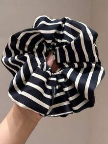 2/1 szt. Duża, retro satynowa gumka do włosów w paski, ekskluzywna gumka do włosów z gumką do kucyka, uniwersalny dodatek do włosów, poliester, casual, gumki do włosów