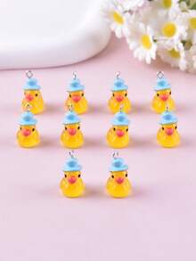10pcs Assorted Cute 3D Resin Crown, Duck, Bowknot, Duck Eye-Glasses, Tree Jewelry Pendant, Earring, Necklace Accessories - Multicolor - View 8
