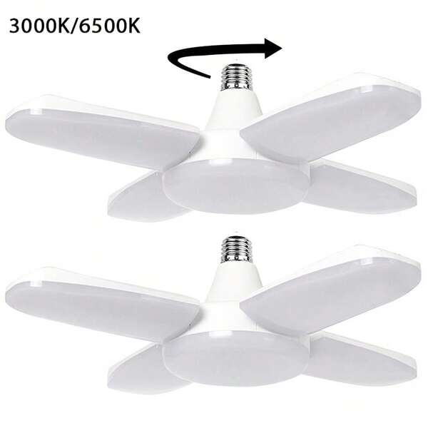 Kasotile 2 Packs LED Light Bulb 28 Watt ,Mini LED Garage Light E27 Base WarmLight3000K/Daylight 6500K, Super Bright Deformable Bulbs For Workbench, Porch, Basement