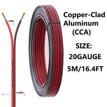 1PC 20 Gauge Wire 16.4FT/30FT/50FT/100FT, 2 Conductors Electrical Wire Red Black Cable, Flexible/Low Voltage/PVC 20 AWG Copper Clad Aluminum Extension Cord For Speaker, LED Strips, Automotive 12V/24V DC