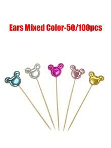 50/100 件闪闪发光的心形纸杯蛋糕装饰，蛋糕装饰插件，色彩鲜艳，非常适合婚礼、周年纪念、生日、派对、订婚和新娘送礼会，优雅的蛋糕装饰，营造气氛，创意心形、星星、皇冠、耳形设计，不同风格，不同场景，多种风格可供选择，必备品