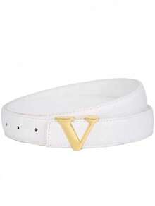 1/2pcs Retro Aesthetic Exquisite Style Belt Women's Smooth Buckle Belt Korean Version Fashion Letter V Belt Women's Belt Wear-Resistant