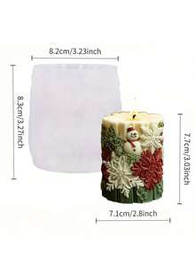 圣诞柱形香薰蜡烛硅胶模具，雪人蜡烛模具，适用于香薰蜡烛、家居装饰石膏饰品和节日礼物手工蜡制品圣诞装饰品房间装饰、圣诞礼物