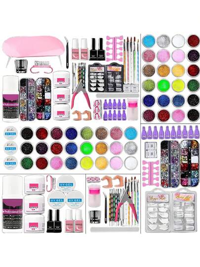 Kit Para Uñas Esmaltes Lampara Uv Kit Decoracion Uñas