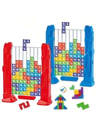 Intelligent Colorful 3D Plastic Blocks Puzzle Brain Teasers Toy With Vertical Plastic Frame Game Board, Tangram Educational Toys Gift For Kids Age 3+