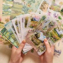 1 Libro Sticker Vintage Ins Style - 54 Fogli, Include Adesivi e Carta da Sfondo, Forniture per Scrapbooking Estetica Vintage, Decorazione Diario Fai-da-Te, Collage