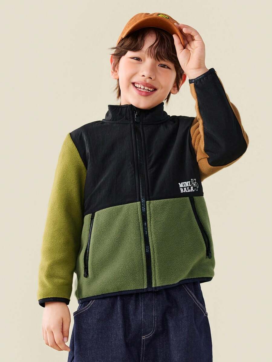 mini bala Áo khoác lông chống tĩnh điện cho trẻ em mềm mại ấm áp, thoải mái, thời trang mặc hàng ngày - Quân xanh - Xem 1
