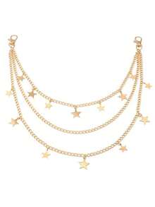 1 pieza Accesorio de cinturón unisex; Cadena de cinturón con decoración de calavera, estrella y cruz de estilo punk de metal remachado, de múltiples capas, adecuada para adolescentes, para uso en verano, deportes al aire libre, viajes, vacaciones, regalos de graduación, decoración de fiestas de cumpleaños o uso diario.