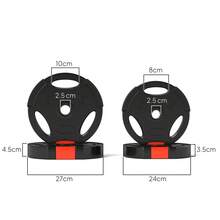 SPORTNOW Disques de poids, plaques de poids 2 x 5 kg et 2 x 2,5 kg, à trois poignées avec trous de Ø 25 mm, couverture en polypropylène, ensemble plaques d'haltères, musculation, fitness, gym, noir - Noir - Voir 3