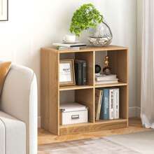 Lifezeal Kids Toy Storage Organizer 4-Cube Wooden Display Bookcase With Anti-Toppling Device - Natural - View 7