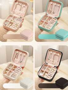 1pc Travel Accessory Box, Portable Waterproof Jewelry Box, Exquisite Jewelry Box, Small And Compact Travel Jewelry Box, Storage Box, Rings, Earrings, Necklaces, Suitable For Daily Jewelry Storage Or Travel Accessories, Summer Storage Organizer Gift For Women And Girls For Women Storage Organizer Travel Essentials Back To School Dormitory Storage