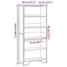 Libreria Larryhot Sonoma Oak 80x31x169 cm Legno ingegnerizzato, resistente e durevole, facile da montare, stile decorativo, adattA, Per riporre soprammobili, statuette, libri, piccoli oggetti, ecc. - Castano - Visualizzare 9