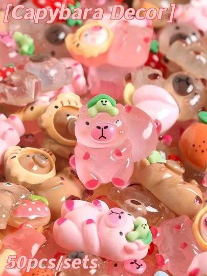 50/10pcs-Mini Capybara Decor For Dollhouse Resin Tiny Capybaras For Crafts Micro Miniature Capybara For Fairy Garden Dollhouse Micro Landscaping Decoration,Children's Art Merchandise Back To School, School Thingsfor Girls/Boys, Backpack,School Supplies