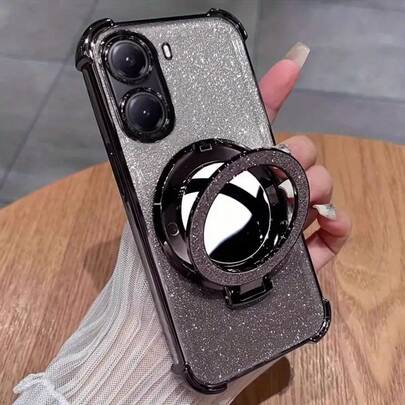 Sequins 1pc Minimalist Bracket Phone Case, Space Case, Anti-Fall/TPU Silicone Soft Edge Luxury Protective Cover With Dust-Proof Holes, Thick Edges, Suitable Compatible With Samsung Galaxy S24 Ultra/S24 Plus/S24/S23 Ultra/S23 Plus/S23/S22 Ultra/S22 Plus/S22/S21 Ultra/S21 Plus/S21 FE/S23 FE/S20 Ultra/S20 Plus/S20 FE And Bracket Electroplating + TPU Silicone Soft Edge Full Package Women/Men High-End Protective...Suitable For A5X/C1 2 3 4 5 6 7 8 9/9 8 7 6 5 4 3 2 1 Suitable For A1 2 3 4 5 6 7 8 9 9 8 7 6 5 4 3 2 1