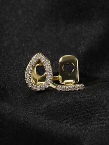 1pc Hollow Water Drop Shaped Zirconia Inlaid Copper Tooth Grillz, Hip Hop Side Tooth Jewelry Suitable For Men And Women - Multicolor - View 2