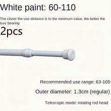 2pcs Modern Adjustable Tension Curtain Rods - Heavy Duty Expandable Rod, No Drill Tension Rod, Suitable For Shower, Closet, Window, Towel Rack - Steel And Plastic Home Decor Bathroom Decor