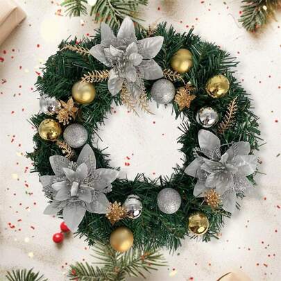 Poinsettia Wreath With Balls Creative Christmas Tree Hanging Decorations For Home Office Party Celebrations