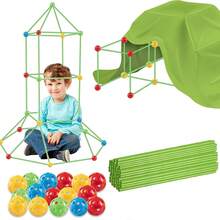 Zestaw do samodzielnego budowania fortecy dla dzieci, klocki konstrukcyjne, zabawki do samodzielnego tworzenia przestrzeni, konstrukcja zamku do myślenia przestrzennego, kreatywny zestaw namiotów fortecznych do użytku wewnątrz i na zewnątrz - Wielokolorowe - Zobacz 1