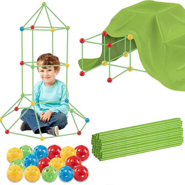 Kit de construcción de fortaleza infantil DIY, juguetes de construcción de ensamblaje, creación de espacio DIY, castillos que desarrollan el pensamiento espacial, juegos creativos para actividades interiores y exteriores de tiendas de campaña de fortaleza