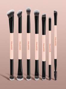 MAANGE 7/10支装柔软触感双头专业化妆刷套装，包含高光刷、散粉刷、腮红刷、面部刷、遮瑕刷、轮廓刷、鼻影刷、眼影刷、细节刷、粉底刷，多功能便携式化妆刷 - 杏色 - 查看 13