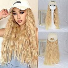 18英寸长直发合成假发棒球帽接发帽假发黑棕色可调节女士假发 - 彩色 - 查看 3