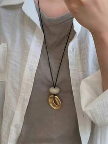 Minimalist Asymmetrical Geometric Pendant Necklace, New Unique Elegant Versatile Adjustable Long Necklace, Best Gift For Girlfriend, Friend, Mother - Multicolor - View 3