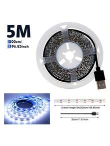 [10m/5m/3 米/2m/1m 柔性 USB LED 灯带，卧室 LED 灯，柔性装饰灯带，高亮度可切割和粘贴照明灯带，适用于卧室、橱柜、厨房 DIY，无需电池、电视背光，适用于电视背光、卧室、橱柜、厨房、DIY 照明] - 白色外殼 - 查看 21