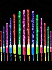 16 bețe luminoase din fibră optică, bețe LED, accesorii luminoase pentru petreceri, baghete cu fibră optică, bețe LED intermitente, potrivite pentru petreceri, nunți, Halloween, sărbători de Anul Nou, culori aleatorii (inclusiv, dar fără a se limita la, culorile afișate) - Multicolor - Vizualizare 6