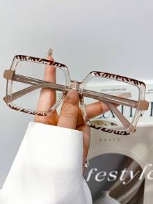 Nouvelles lunettes de mode unisexes à grand cadre vintage rayé carré, lunettes artistiques minimalistes de haute qualité pour un usage quotidien et polyvalent - Multicolore - Voir 14