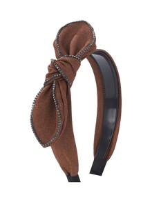 1/3 件纯色法兰绒蝴蝶结头带，条纹面料防滑头巾，优雅头饰，适合日常佩戴，秋冬，发带，发箍，发饰头带 - 彩色 - 查看 36