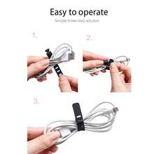 60/30/10 piezas Bolsa organizadora de cables de silicona, Amarres de cables de viaje reutilizables, Enrollador de cables USB, Correa organizadora de cables - Multicolor - Ver 5