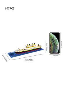 Bộ xếp hình, mô hình tàu du lịch cổ điển, bộ xếp hình mini tự lắp ráp với đế hình tảng băng trôi, đồ chơi sưu tầm làm quà tặng cho người lớn và trẻ em, bộ xếp hình giáo dục STEM. - Nhiều màu - Xem 8