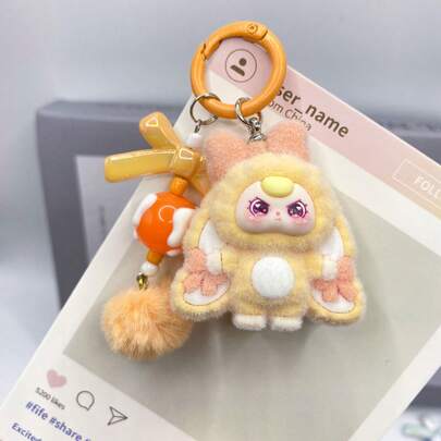 1pc Women Keychain Cute Cartoon Flocking Decorative Pendant Keychain,Cartoon Schoolbag Pendant Car Keychain Bag Charm Keychain Accessories,Suitable For Birthday S,Party S,A From A Good Friend Christmas Gift Ideas Bag Accessories Lanyards With Id Holder Car Accessories Bag Charms