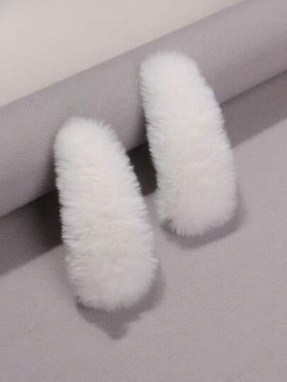 2pcs Women's Fluffy Teardrop Barrettes, Claw Clips, Hair Claws, Hair Slide, Hair Barrettes