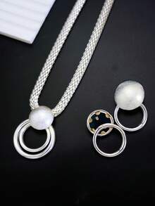 مجموعة مكونة من 3 قطع، قلادة وأقراط مطلية بالذهب عيار 18 قيراط، طراز فاخر وأنيق للنساء