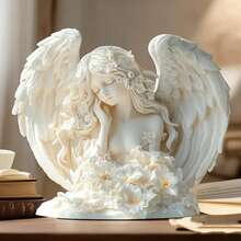 1 pezzo Stampo in silicone a forma di angelo lunare, ali di angelo ragazza - Stampo per resina - Strumento fai-da-te per decorazione domestica - Stampo per colata di gioielli, argilla, resina, gesso - Grigio Chiaro - Visualizzare 9