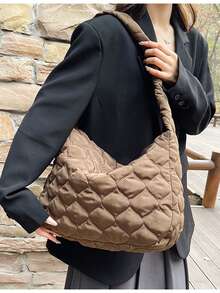 1 pieza Bolso de hombro plisado tipo nube para mujer, bolso cruzado casual de gran capacidad, diseño de otoño/invierno 2025