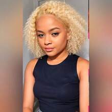 613 13x4 Lace Front Wigs Human Hair Blonde Bob Human Hair Wigs Short Curly Bob Wigs For Woman 613 Frontal Wigs Pre Plucked With Baby Hair 200% Density - S613 - 查看 7