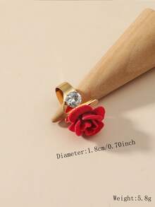 1 pieza Anillo de flor con rhinestones, ajustable, adecuado para fiestas y banquetes