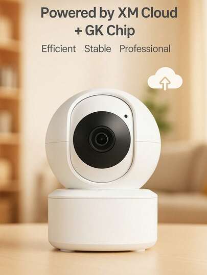 GENAI Home Slimme Camera, 3MP WiFi Indoor Monitor Night Vision, 360° Rotation, Motion Tracking, Ideal Security, Baby Pet Monitoring