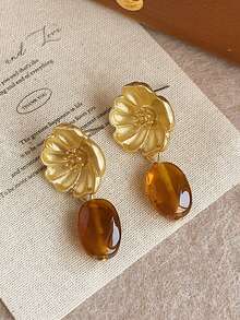 1 par de pendientes de flor blanca delicada para mujeres, diseño exagerado y versátil, adecuado para compromiso, boda, uso diario, fiesta, regalo para familia, hermanas, amigos, novia, cumpleaños, Día de San Valentín