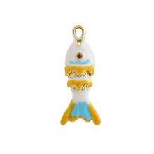 1pc Fashionable Colorful Enamel 3D Swinging Fish Pendant, Versatile DIY Bracelet, Necklace, Earring, Bag Charm Accessory
