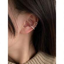 1 Set 3pcs Minimalist Vintage C-Shaped Rhinestone Clip-On Earrings, Suitable For Women Daily, Festivals And Banquets - Màu sắc ngẫu nhiên - Xem 5