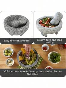 IMUSA USA Granite Molcajete Spice Grinder 6-Inch, Gray