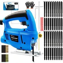 Sierra Caladora Eléctrica Profesional De Corte 840w Con 6 Velocidades Ajustables, 50 Accesorios Abrazadera Y Porta Cuchilla Sierra Para Madera/metal/plástico - Incluye 40 Hojas Con Guantes - Tipo de Enchufe A USA (110-127V) - Ver 6