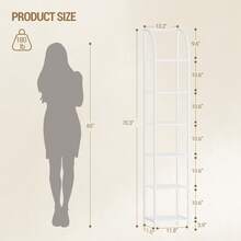 HEXCELEN Bookshelf Narrow Bookcase, Tall Storage Rack With Steel Frame, Display Standing Shelf Unit, Skinny Book Shelf For Study Living Room Home Office, Industrial Style, Room Furniture, 6-Tier White - 白色 - 查看 7
