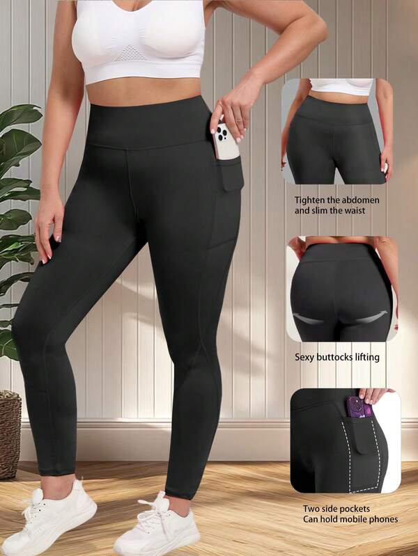 Women's Plus Size Leggings With Pockets-Stretchy XL-5XL Yoga Pants Tummy Control High Waist Workout Leggings