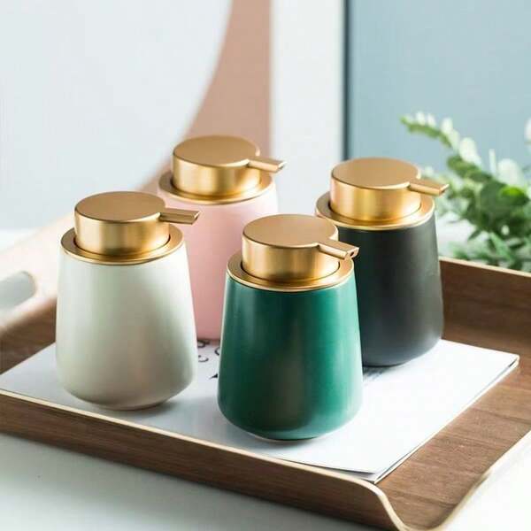 1 pieza Dispensador de loción de cerámica, Botella con bomba de alta gama para jabón de manos, gel de baño, champú, amenidades de hotel