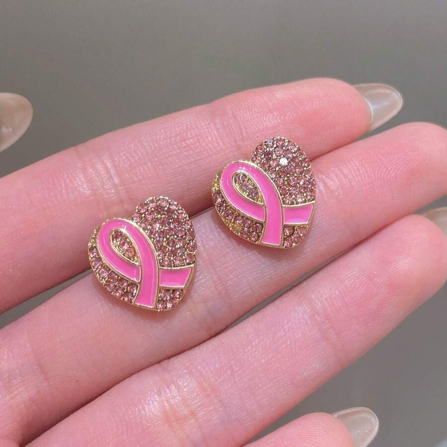 1 Paar modische, hochwertige, exquisite, minimalistische, elegante, süße rosa Strass-Herz-Ohrringe zum Baumeln, die die Gesundheit von Frauen pflegen
